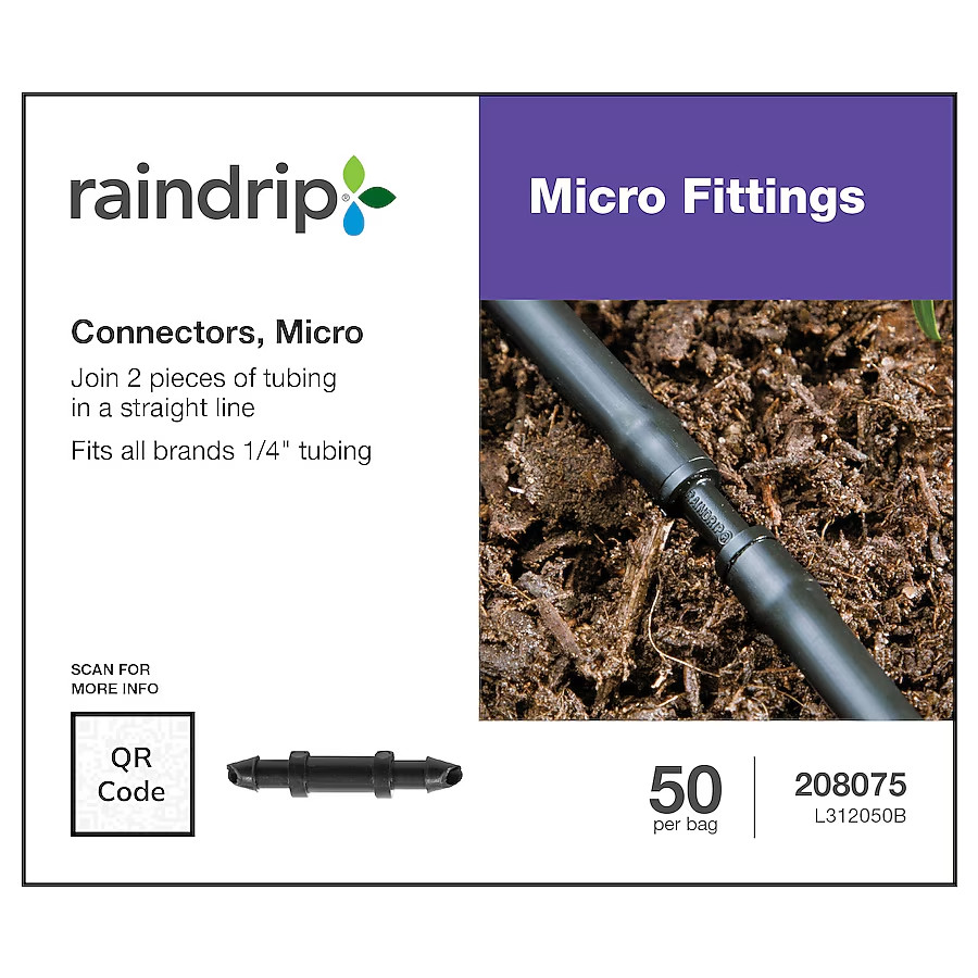 Raindrip 1/4-in Plastic Barbed Drip Irrigation Coupling 50 -Pack
