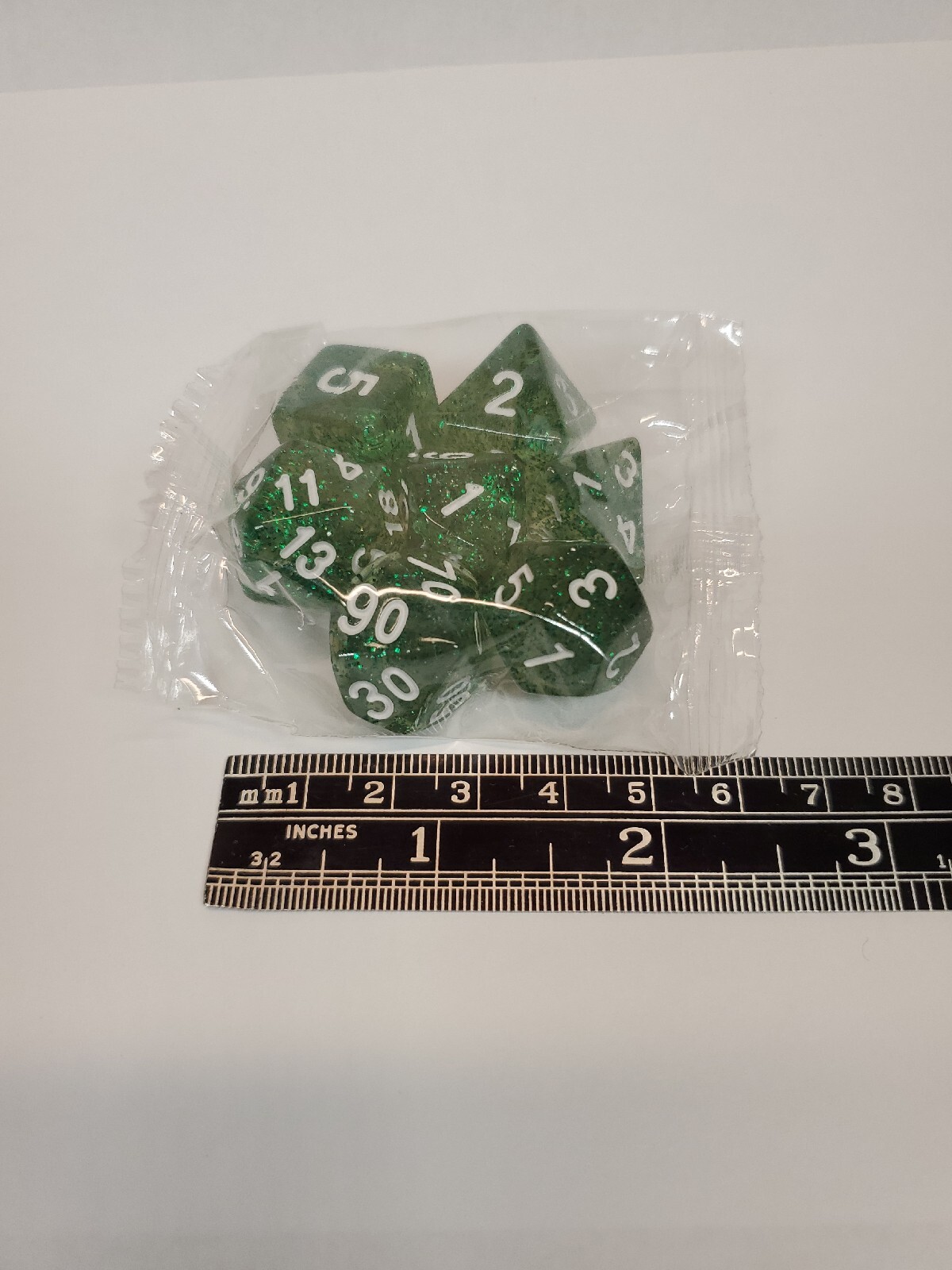 Shimmering Clear GREEN 7pcs/Set Acrylic Polyhedral Dice D4-D20 For DND MTG RPG