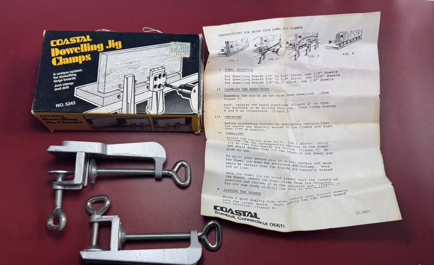 West Germany Vintage Coastal Doweling Jig Clamps  #5243