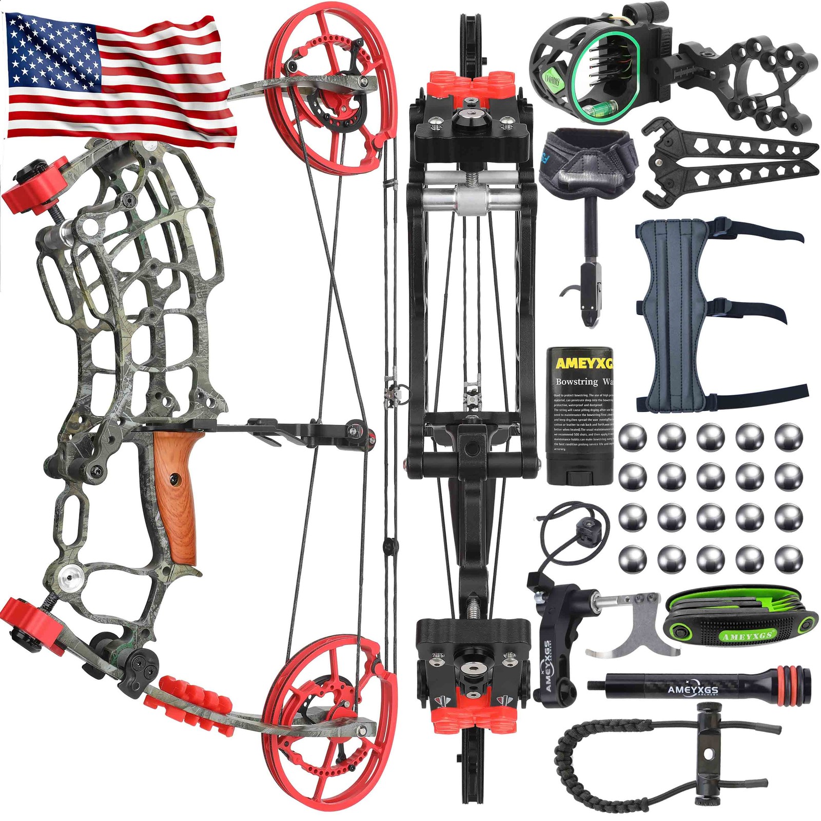 Dual-use Compound Bow Arrow Steel Ball 30-60lbs Let-off 80% Hunting Target RHLH