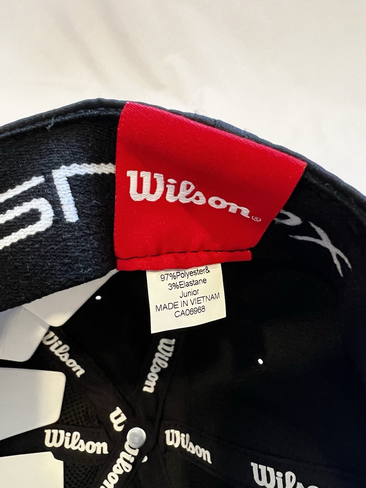 Wilson Black Snapback Hat Junior 97% Polyester 3% Elastane Dow WS Logo