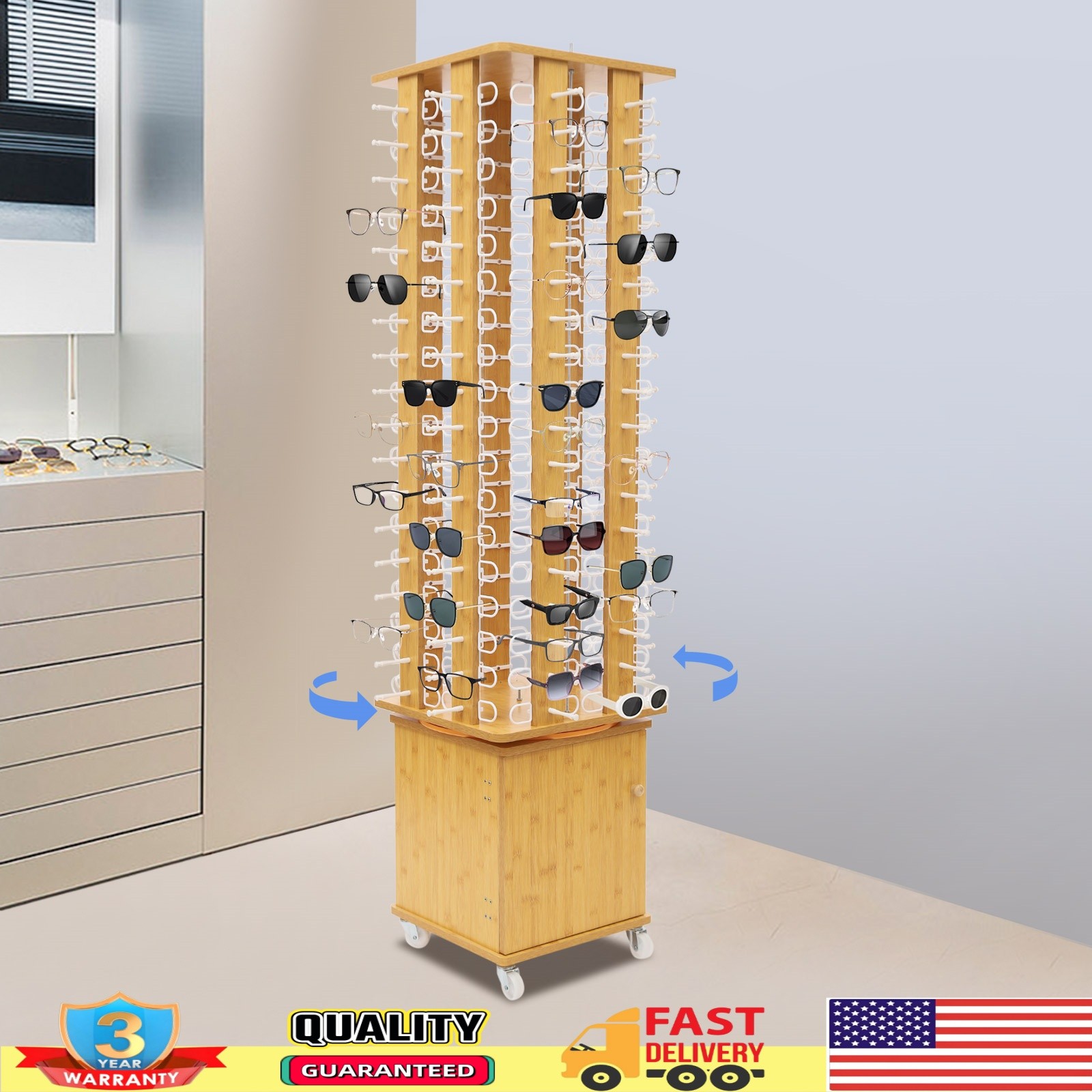 4-Sided Eyeglass Display Rack Eyeglass Holder Floor-standing Eyeglass Holder