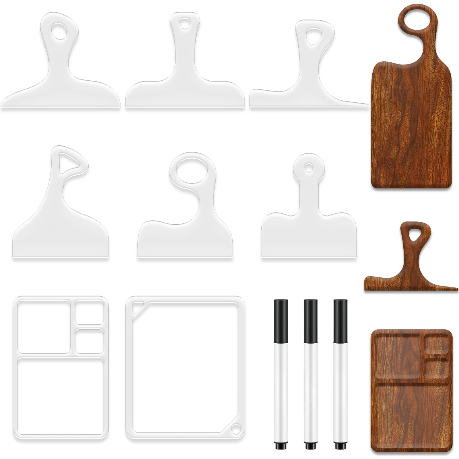 8PCS Router Templates for Woodworking 6 Acrylic Charcuterie Board Handle Temp...