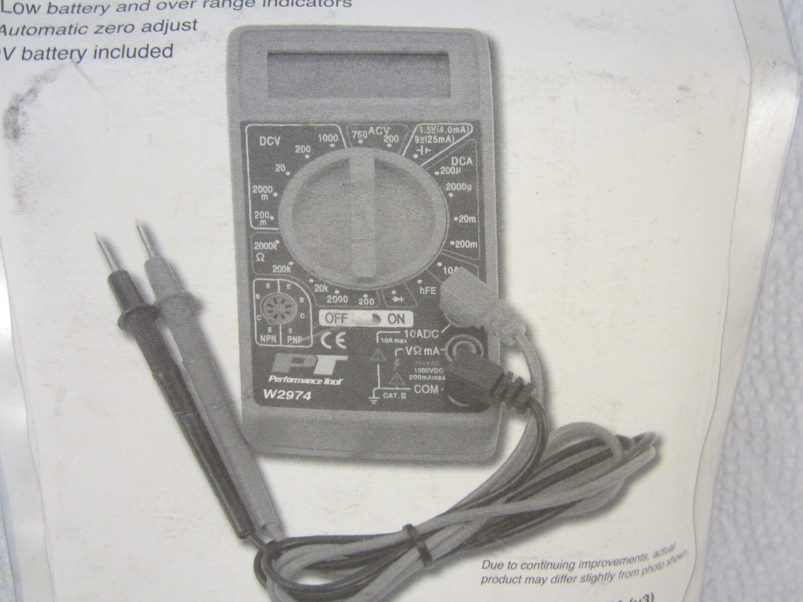 Performance Tool W2974 Digital Multi Tester New