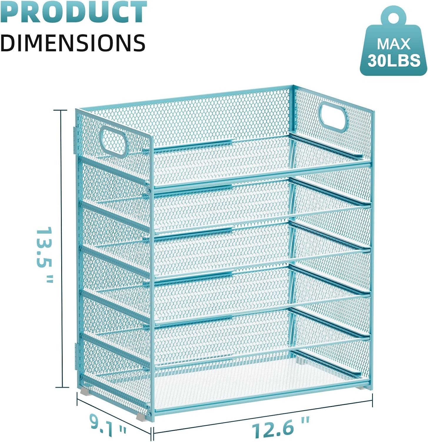 Stylish Blue Mesh Paper Organizer - 2 Pack