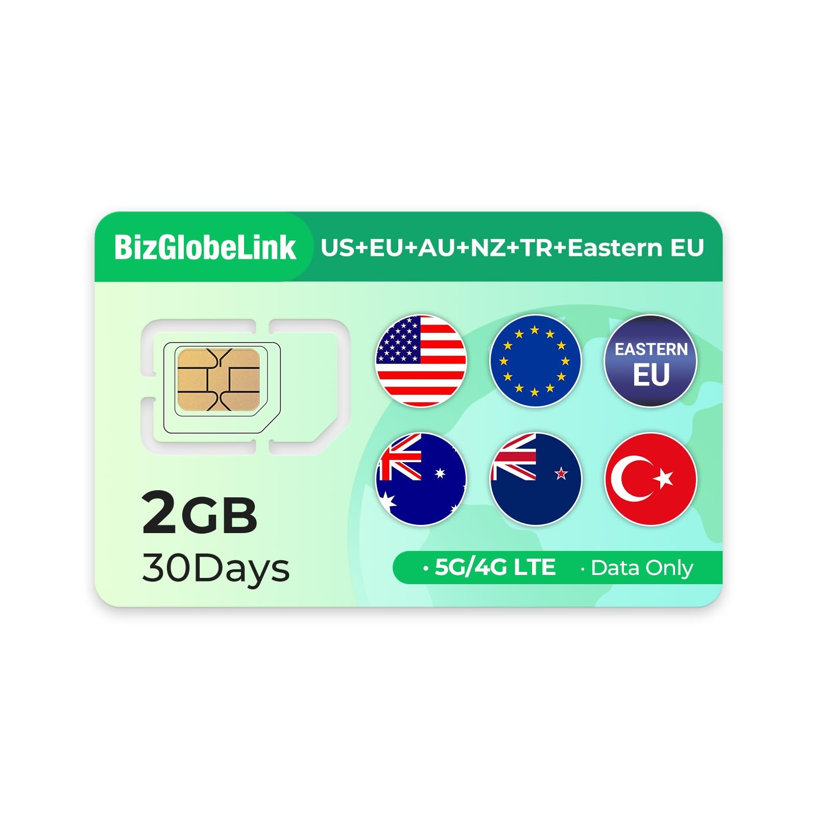 International Data SIM Card for Travel - USA & Europe & Australia & New...