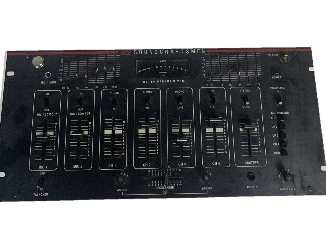 MTX Soundcraftsmen MX150 10-channel Mic/Line/Phono DJ Preamp Mixer with EQ
