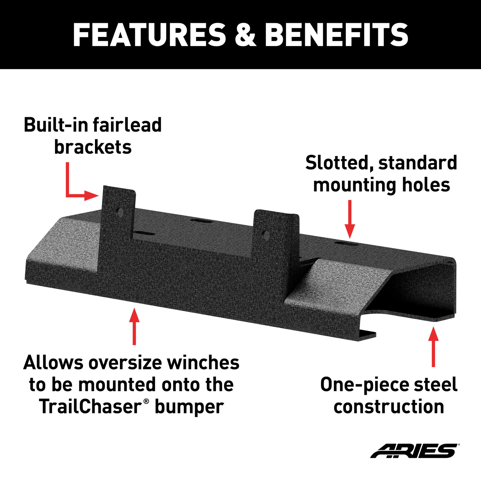 ARIES 2072100 TrailChaser Winch Adapter Plate with Fairlead Mount