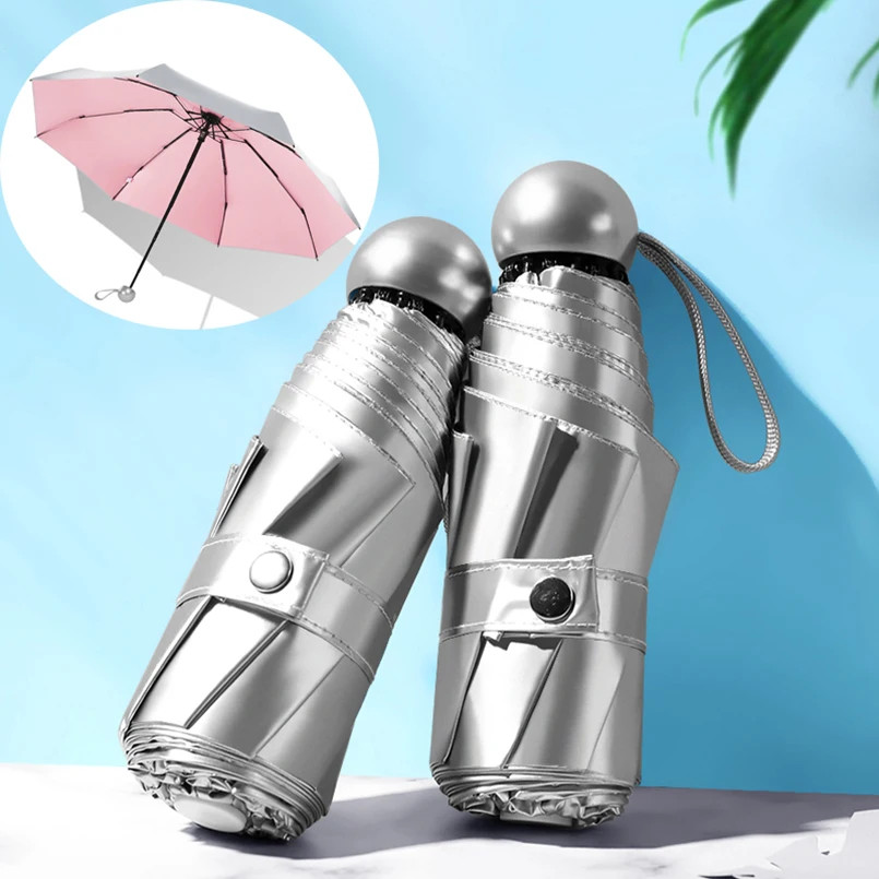 Pocket Folding Umbrella 8 Rib Mini UV Protection Windproof Travel Rain Compact