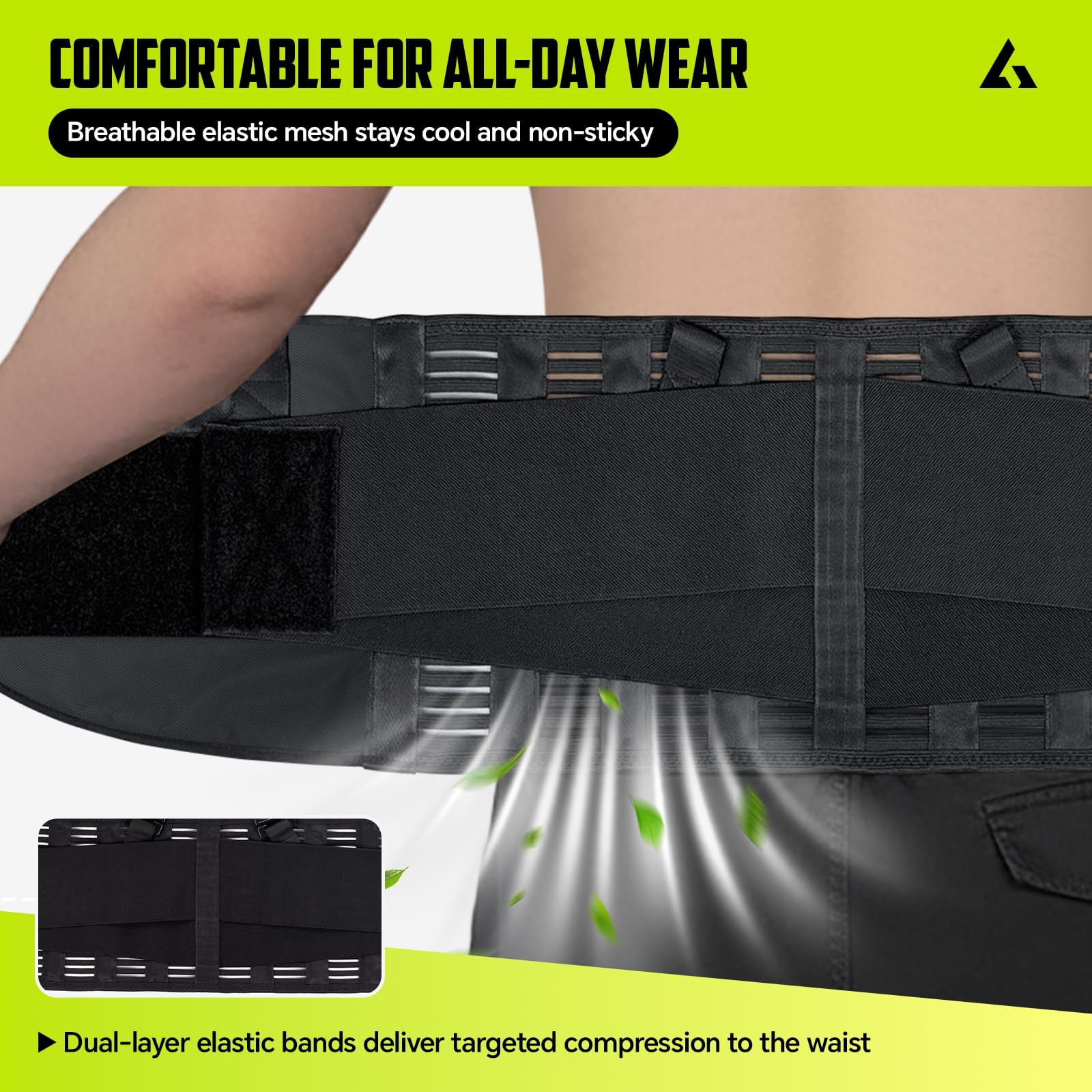 Work Back Brace with Suspenders Adjustable Lumbar Back Support Belt Men & Women