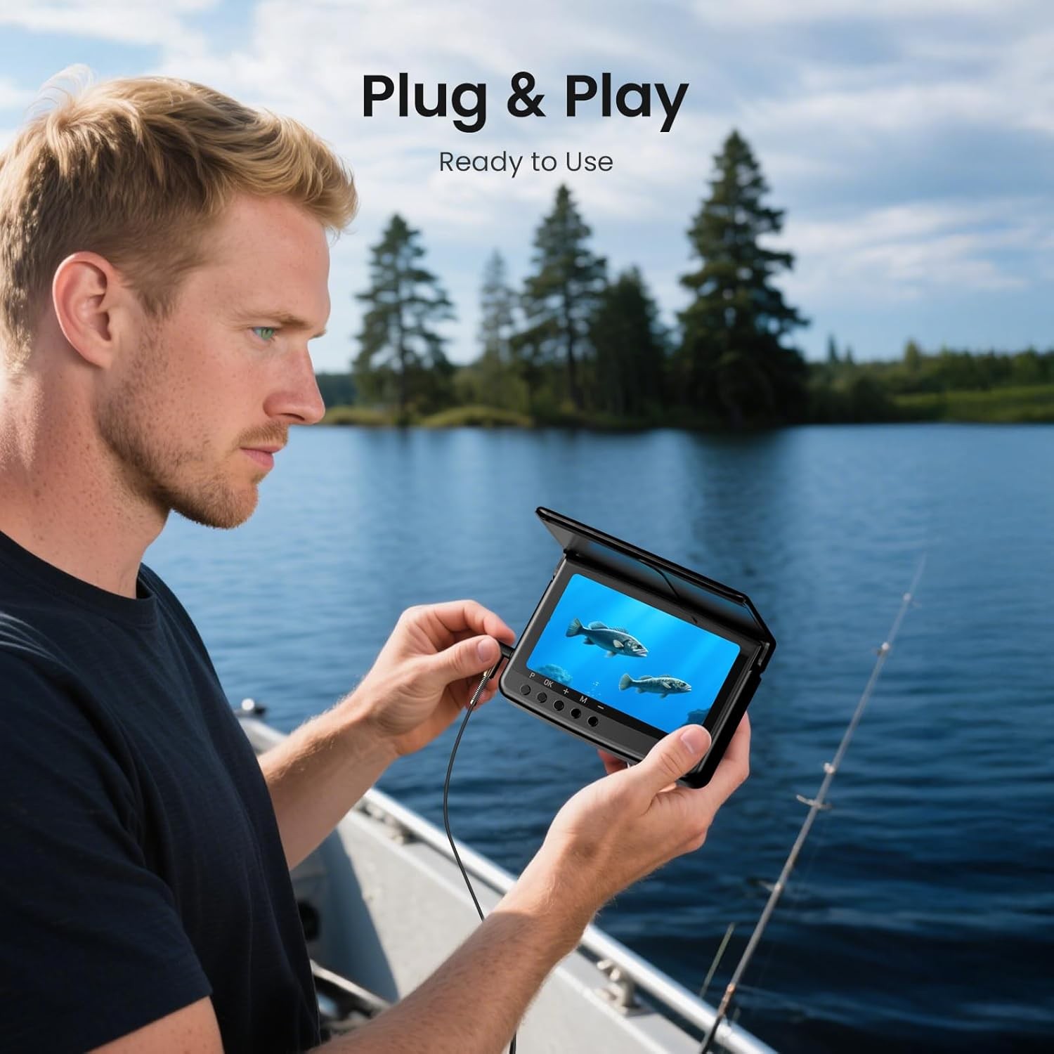 Eyoyo 5'' Underwater Fishing Camera,720P Fish Finder, 32G DVR Recording,8 IR LED