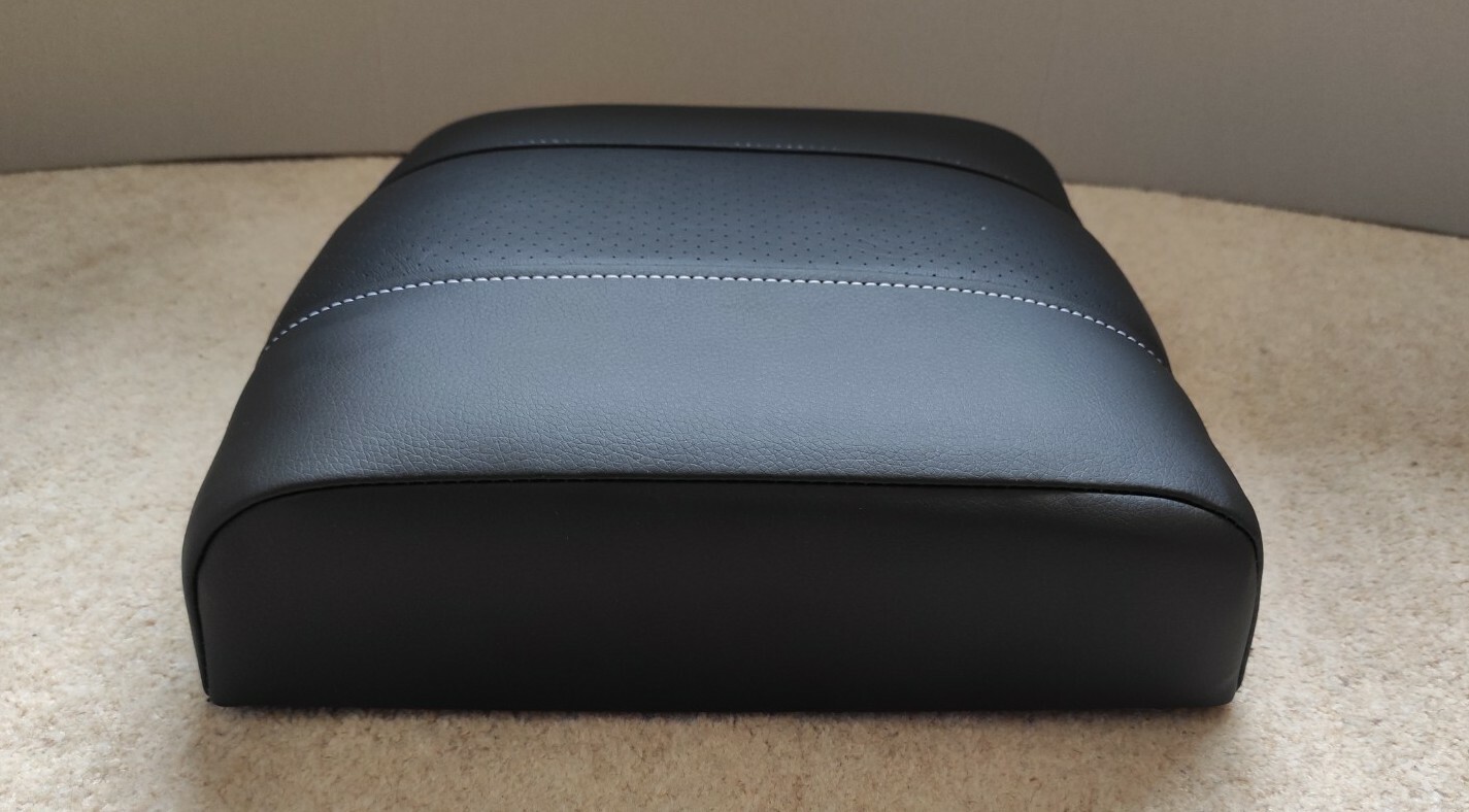 Cubby Box Lid, Land Rover Defender 90 / 110, Black perforated with White stitch