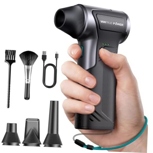 T150 Compressed Air Duster, Mini Hand Blower 110000RPM, 3-Gear Black and Grey