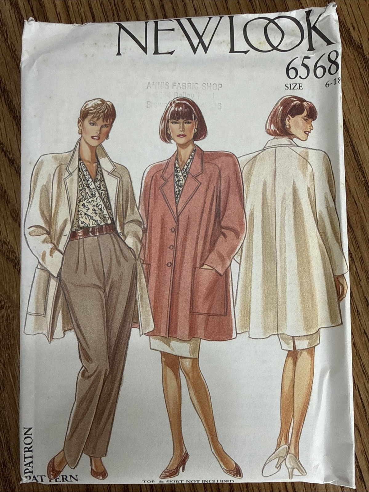New Look FASHION  6568 size 6-18 uncut sewing pattern Pants with mid length coat