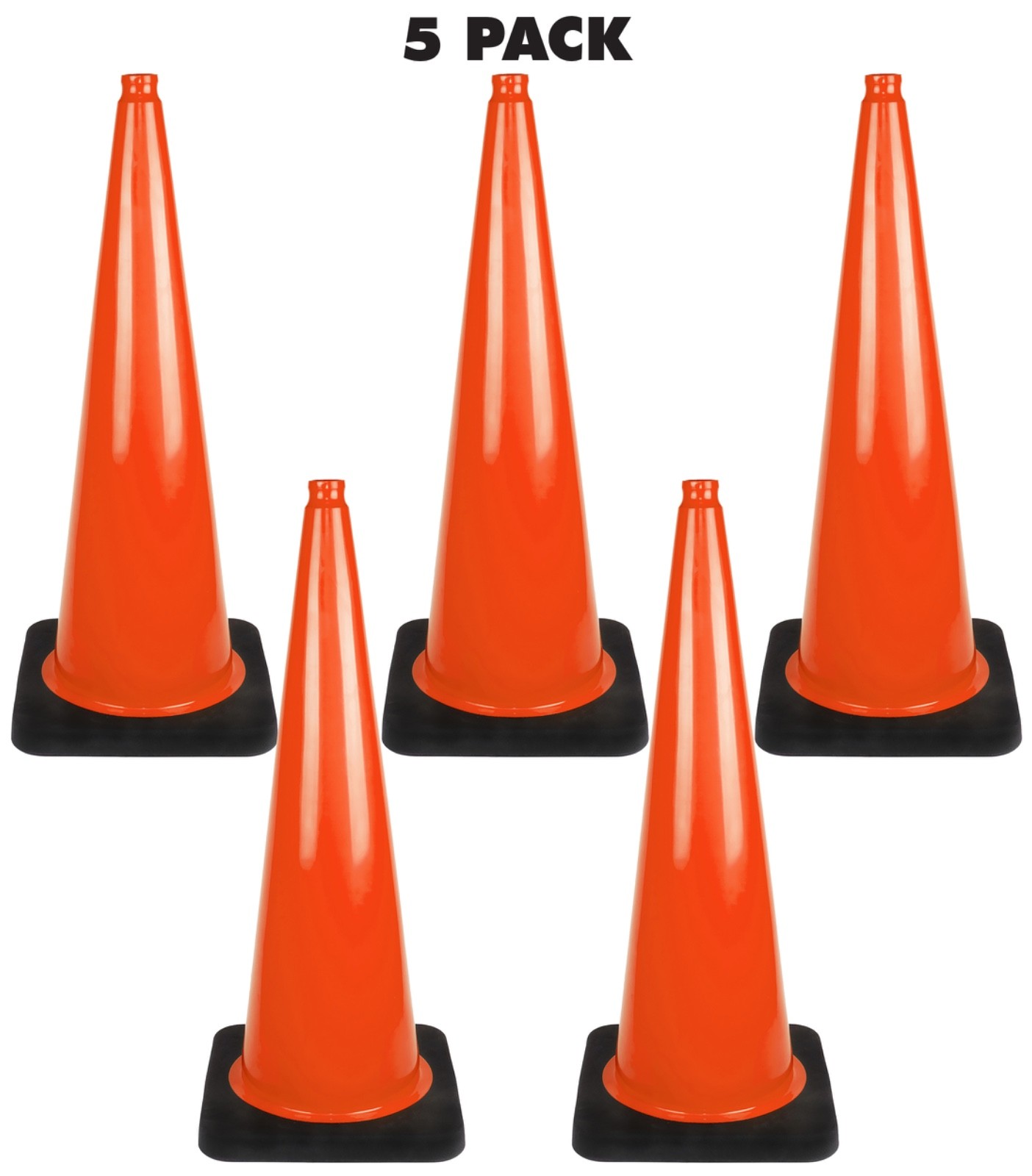 36" 12 lb. Orange Traffic Cones Safety Road Construction - 5 Pack