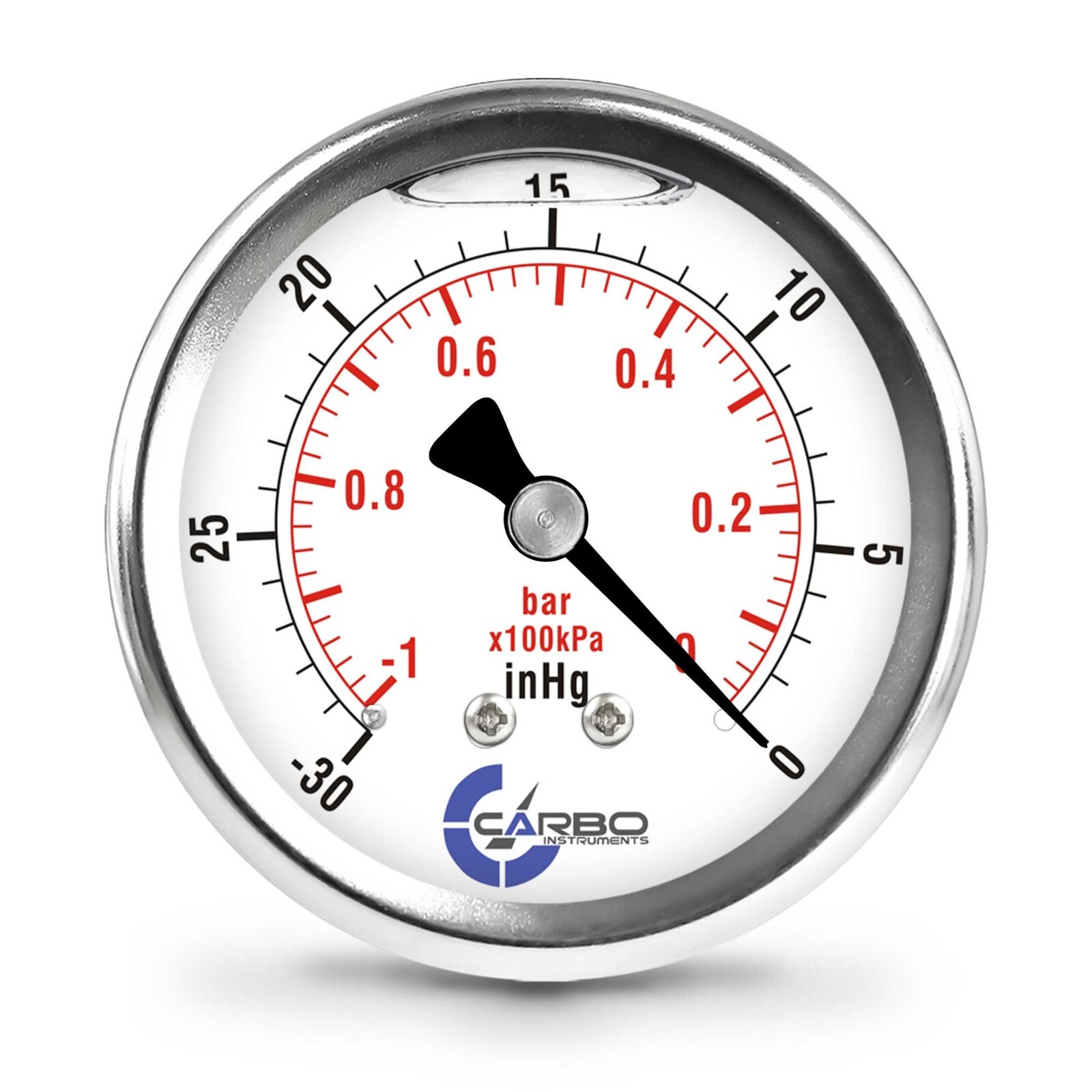 2.5" LIQUID FILLED VACUUM GAUGE -30 Hg/0 -1 BAR , STAINLESS STEEL CASE BACK  MNT