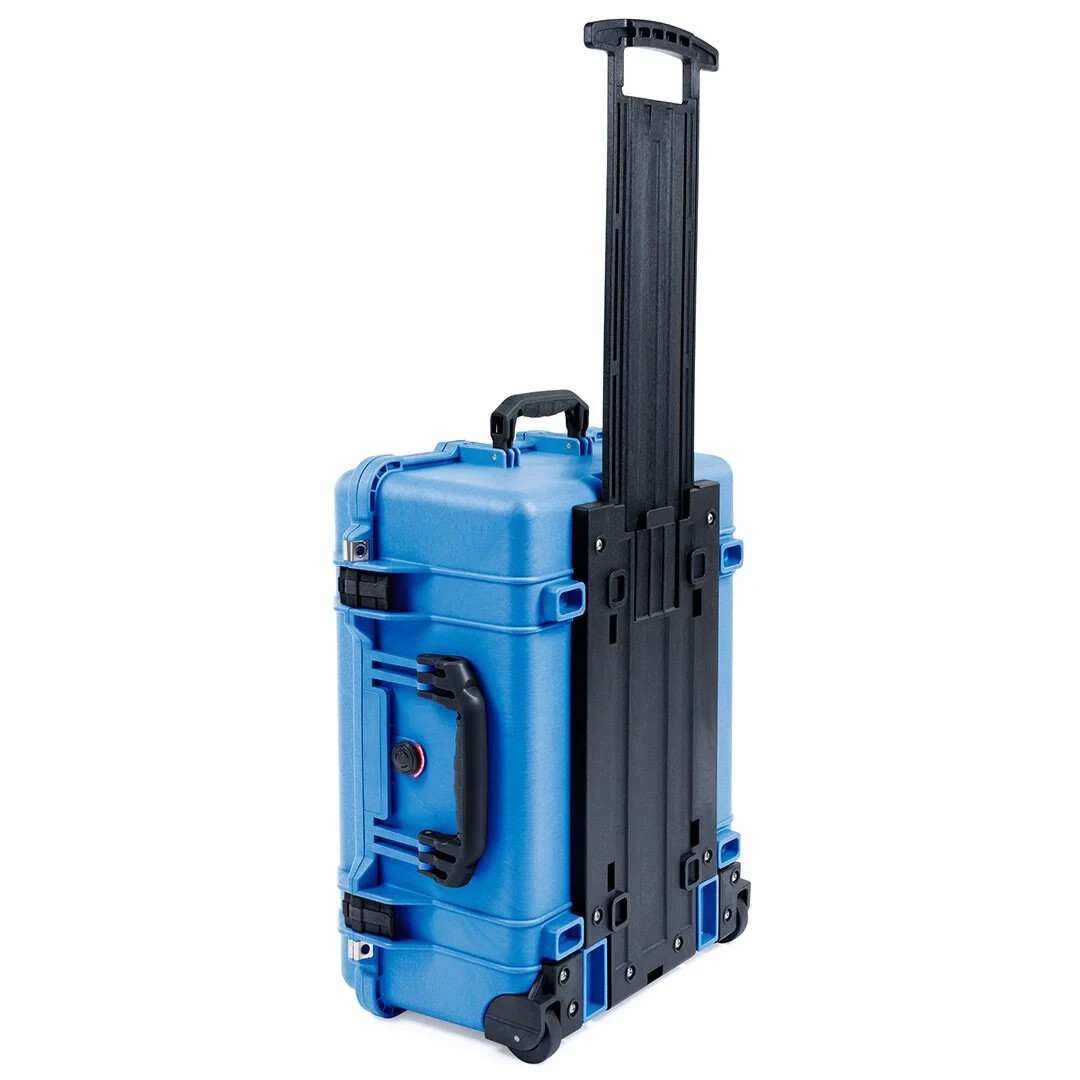 Blue & Black Pelican 1560 case.  No Foam - empty.  With wheels.
