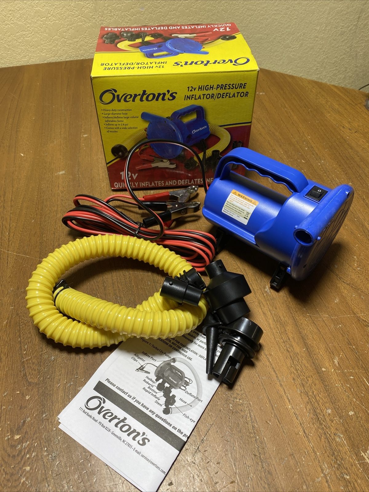 OVERTONS High Pressure PUMP Inflator & Deflator 12V MARINE AUTO BOAT