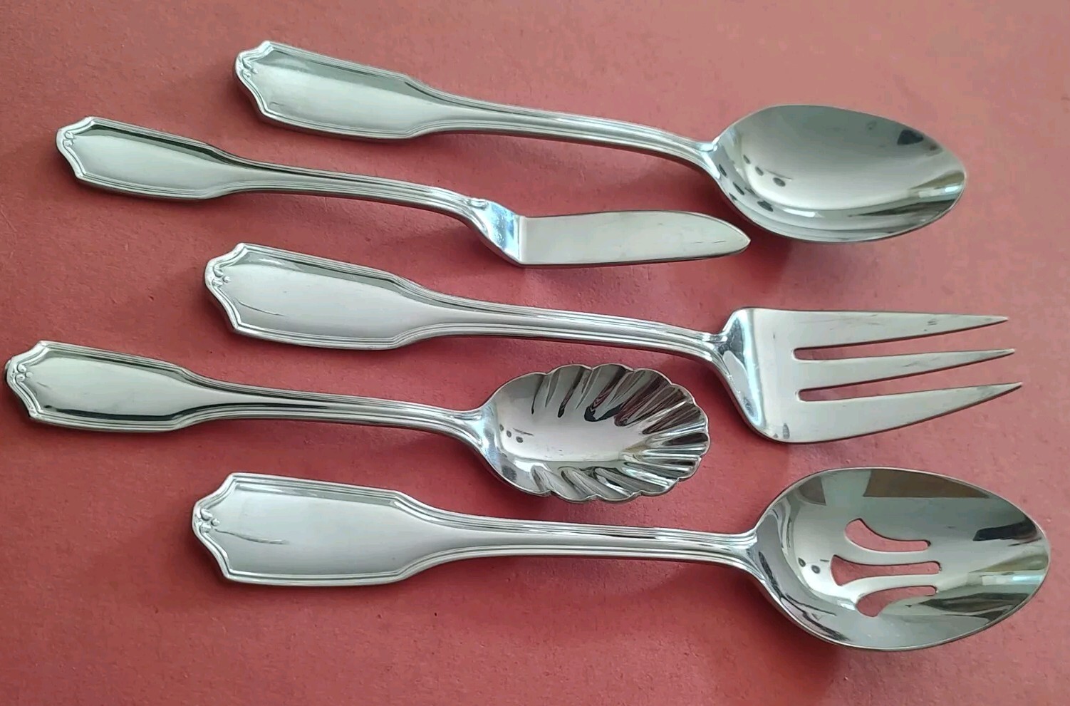 5pc Reed & Barton NELSON Serving Fork Spoons Sugar Butter Knife Stainless