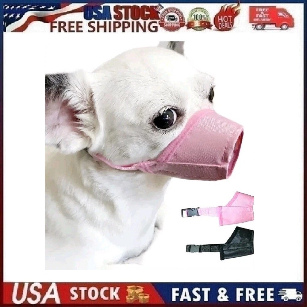 Dog Muzzle XS (2 PCs) for Small Dogs with Long Snout Adjustable, Pink & Black