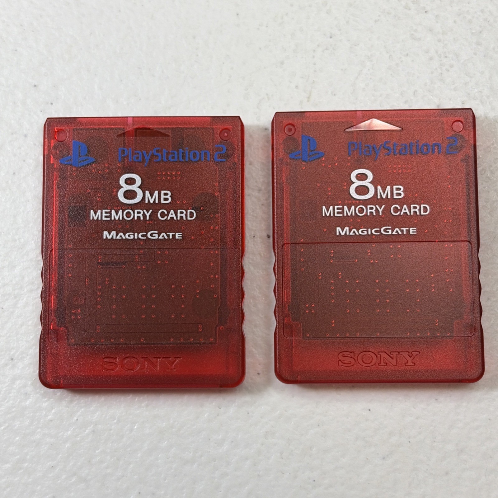 Lot of 2 Sony PS2 Playstation 2 8MB Memory Cards RED MagicGate OEM Tested