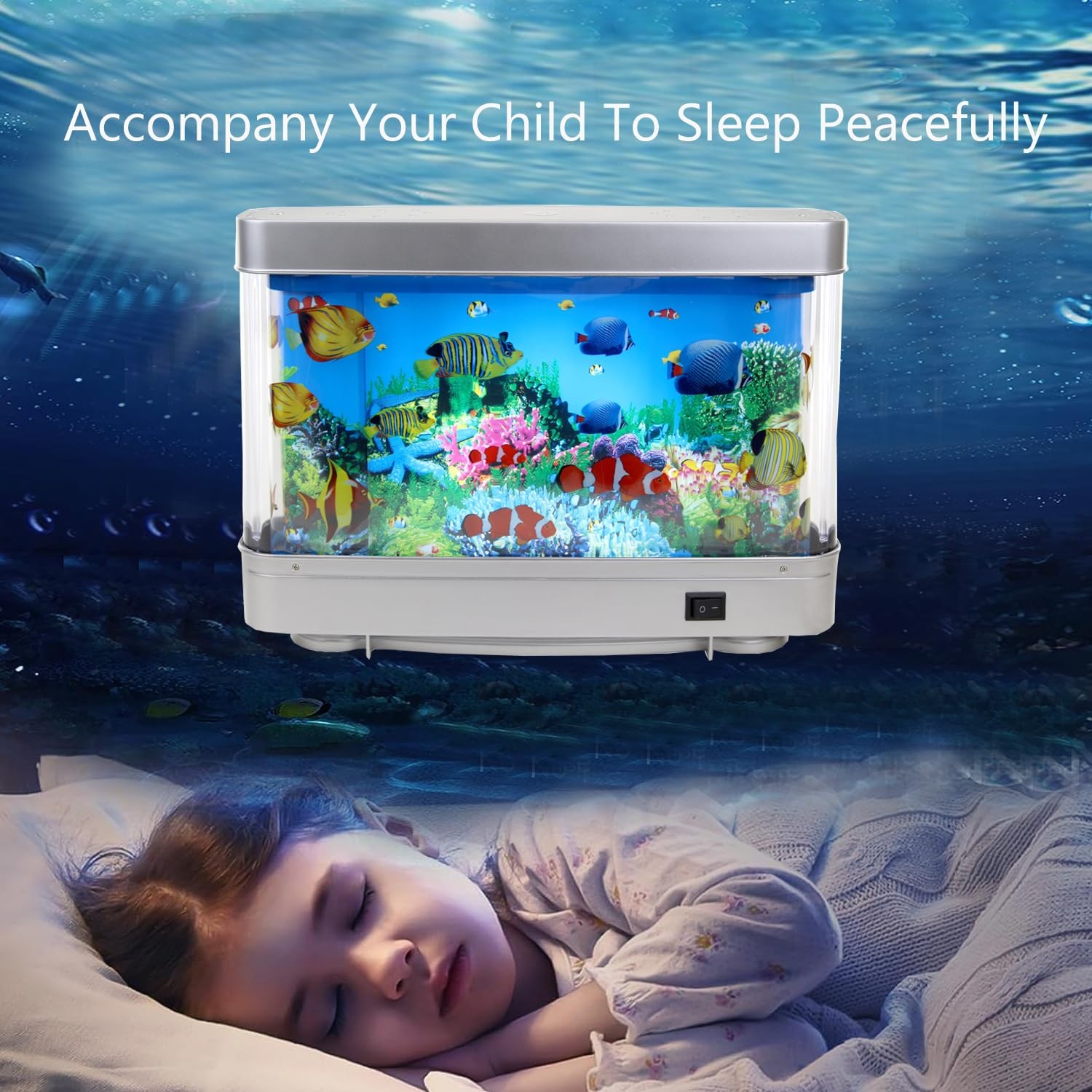 Sensory Artificial Aquarium Lamp – LED Virtual Fake Fish Tank with Moving Mar...