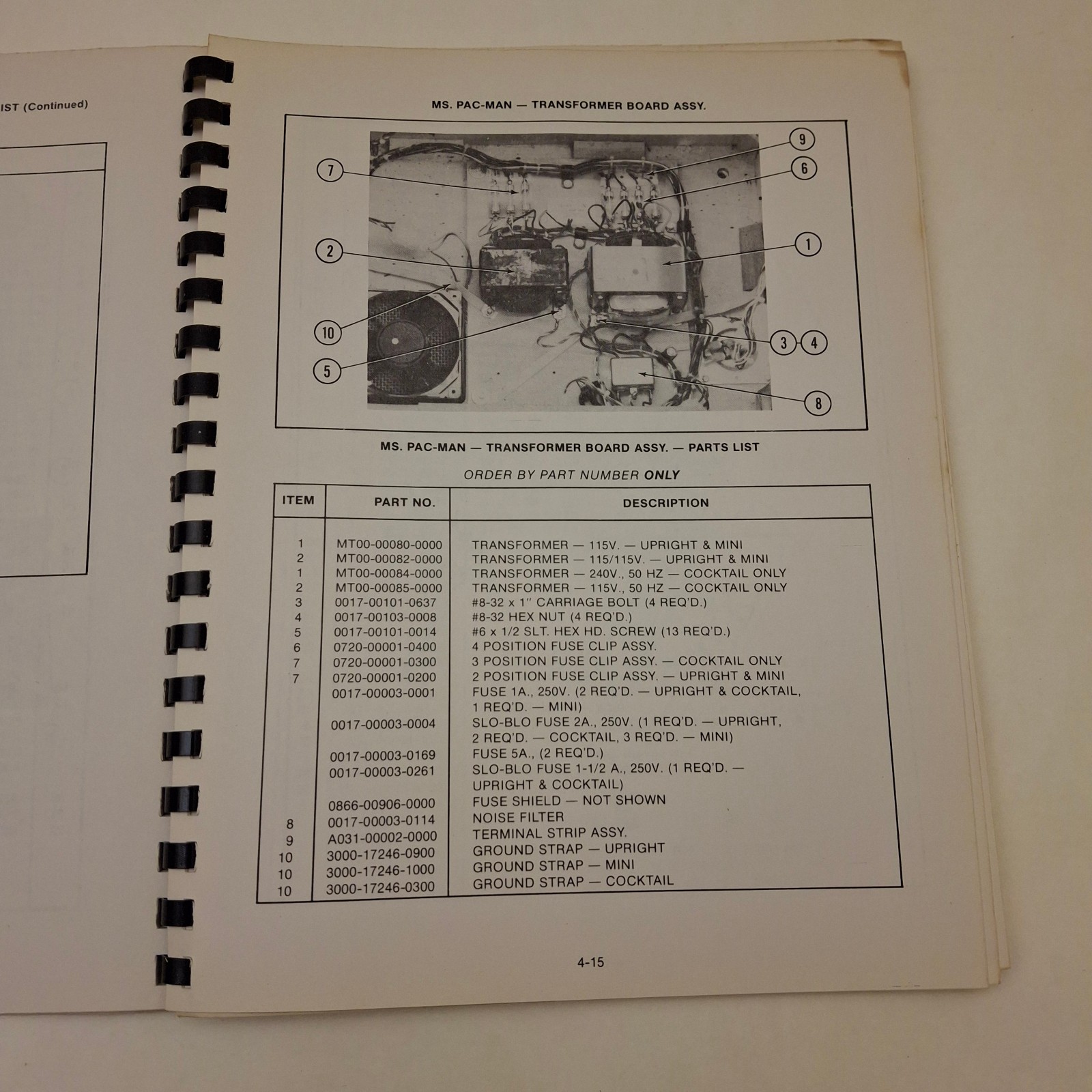 Ms. Pac-Man Pacman 1982 Arcade Operating Manual Midway Game Machine Schematics