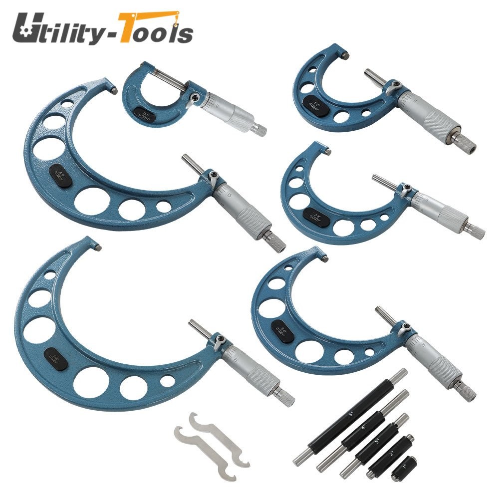 6Pcs 0-6" Precision Outside Micrometer Set 0.0001" Carbide Standards Set in case
