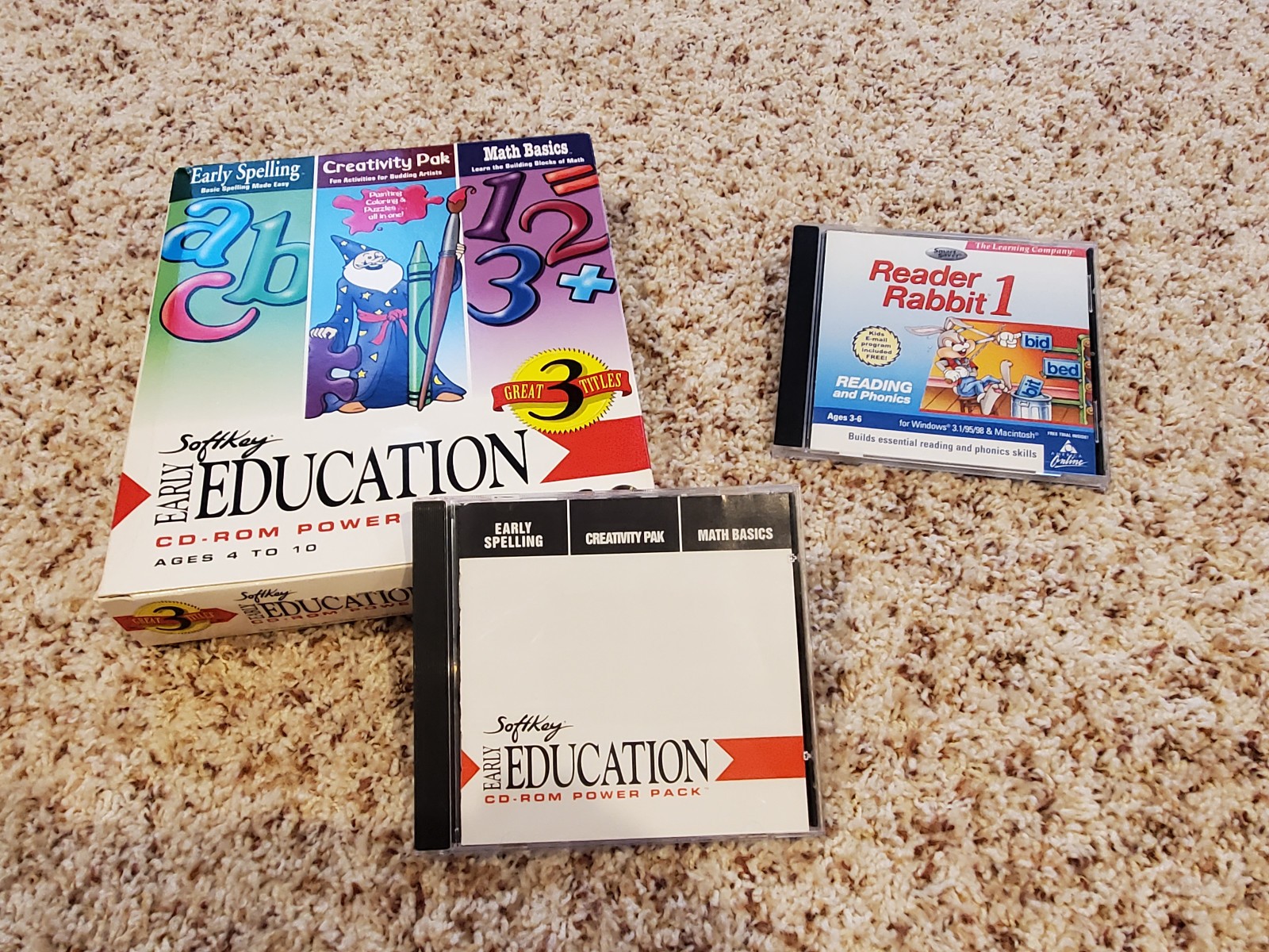 Vintage Softkey/TLC kid’s learning CDs for Win 3.1/95/98 – CDs in shipping box