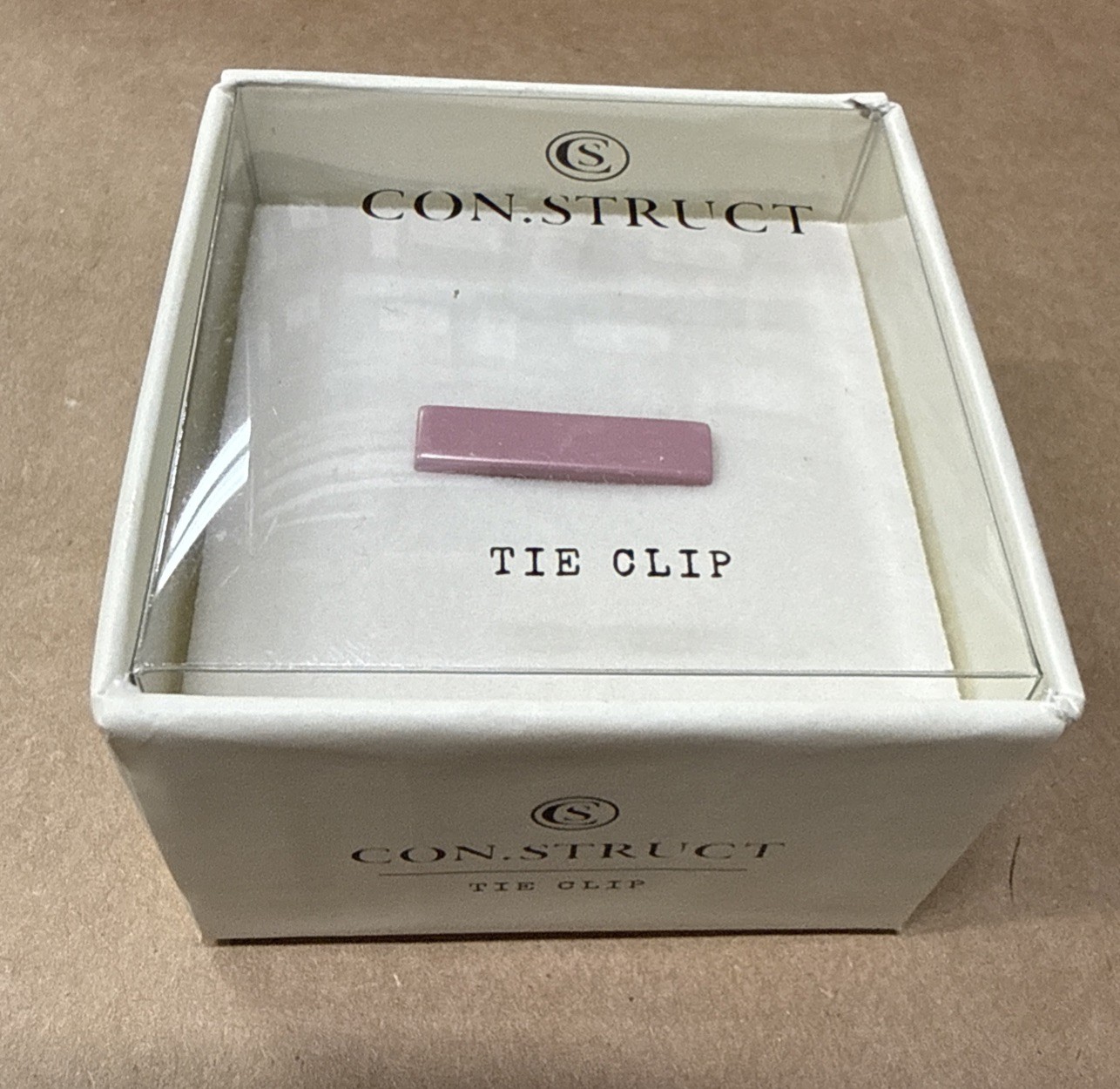 Construct Men's Solid Rose Quartz 1” Tie Bar (Rose Quartz)