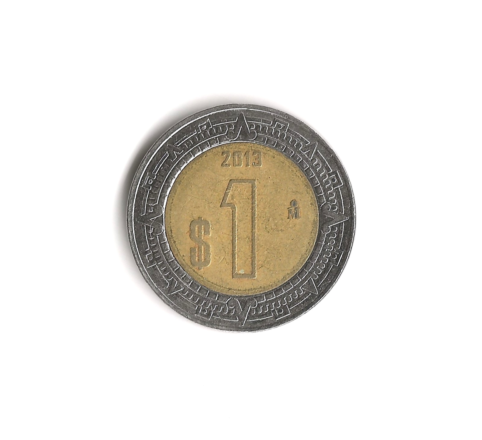 2013 Mexico - 1 Peso - 844 - Bi-Metallic - 3.9g