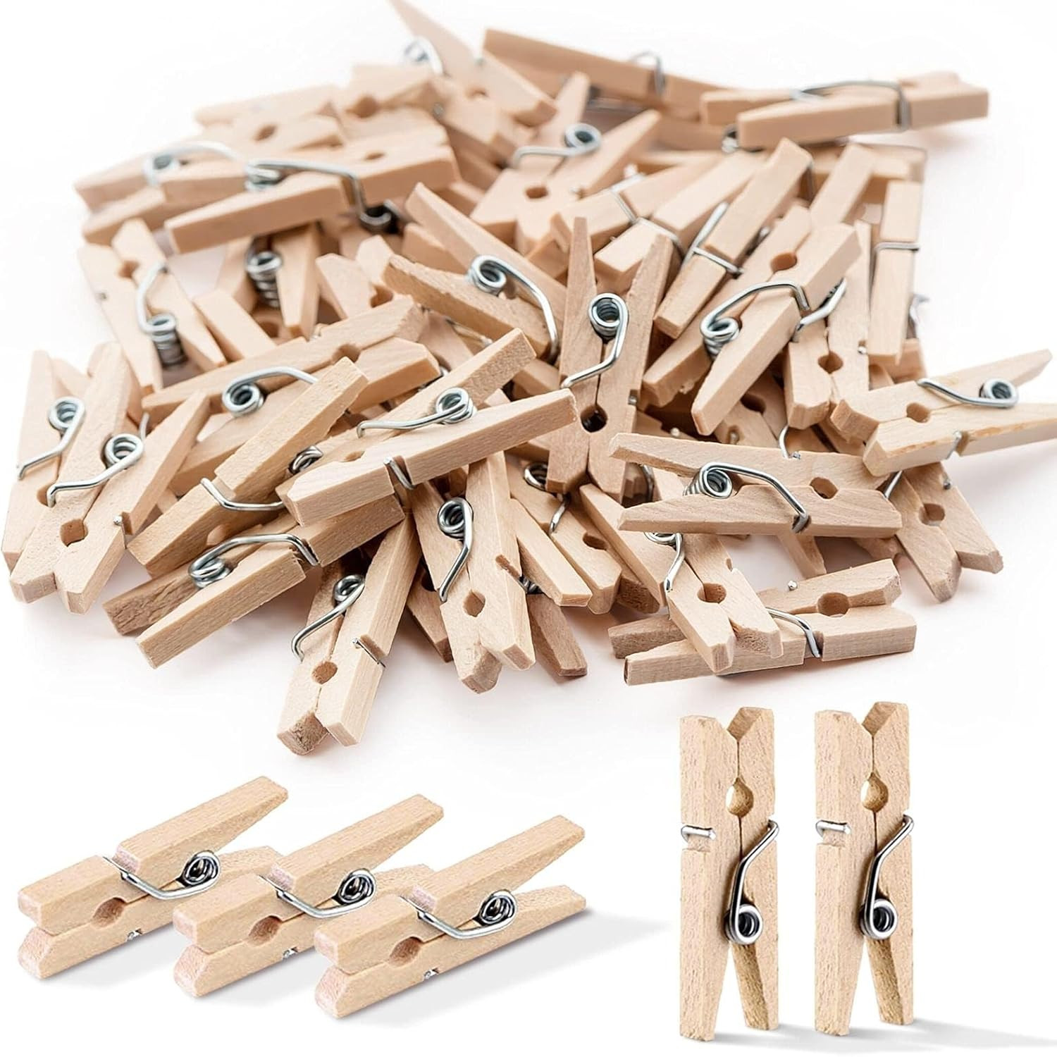 Mini Clothespins, Mini Clothes Pins for Photo Natural Wooden Small Picture Cl...