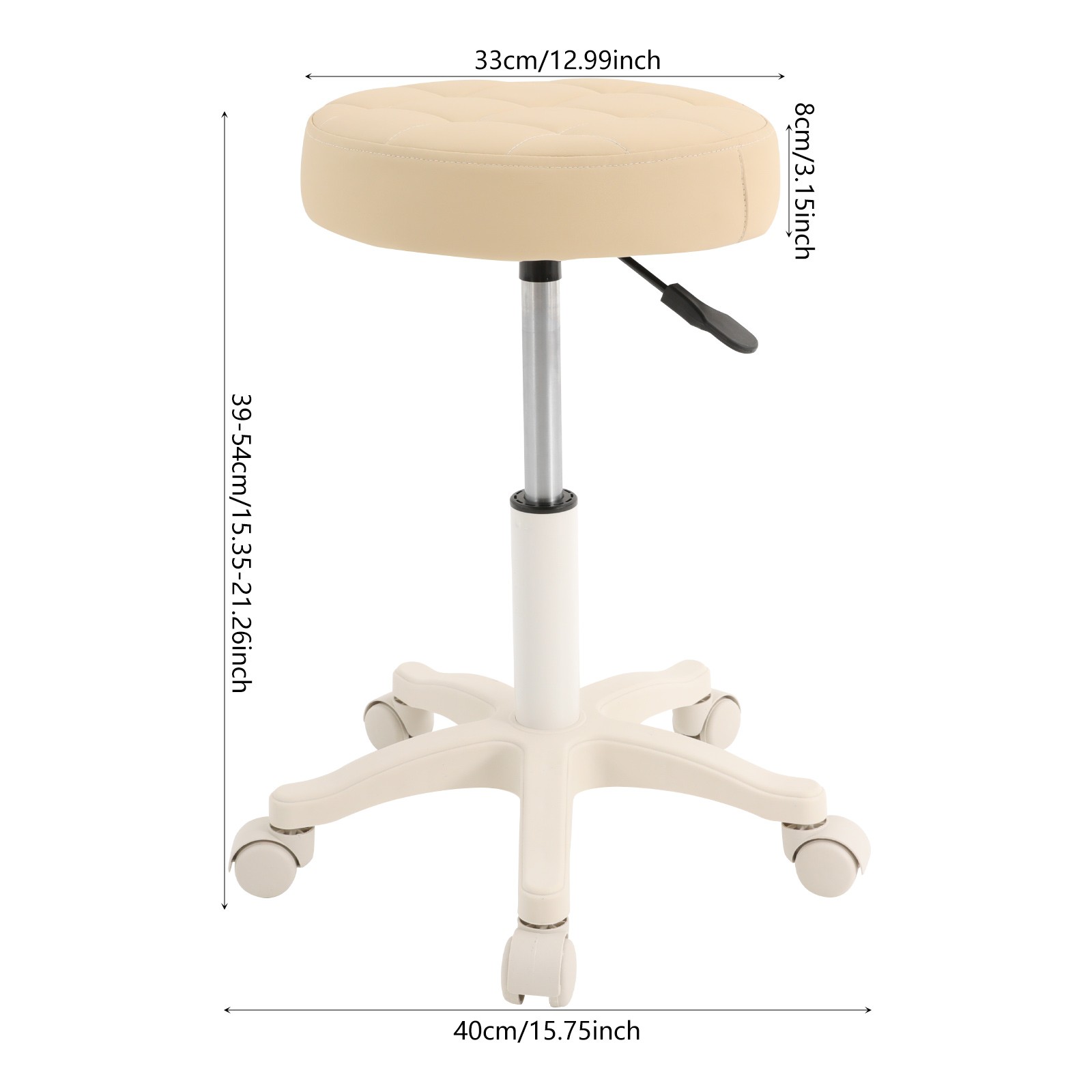Round Rolling Stool Swivel Stool with Wheels Height Adjustable Bar Stool 250 lbs