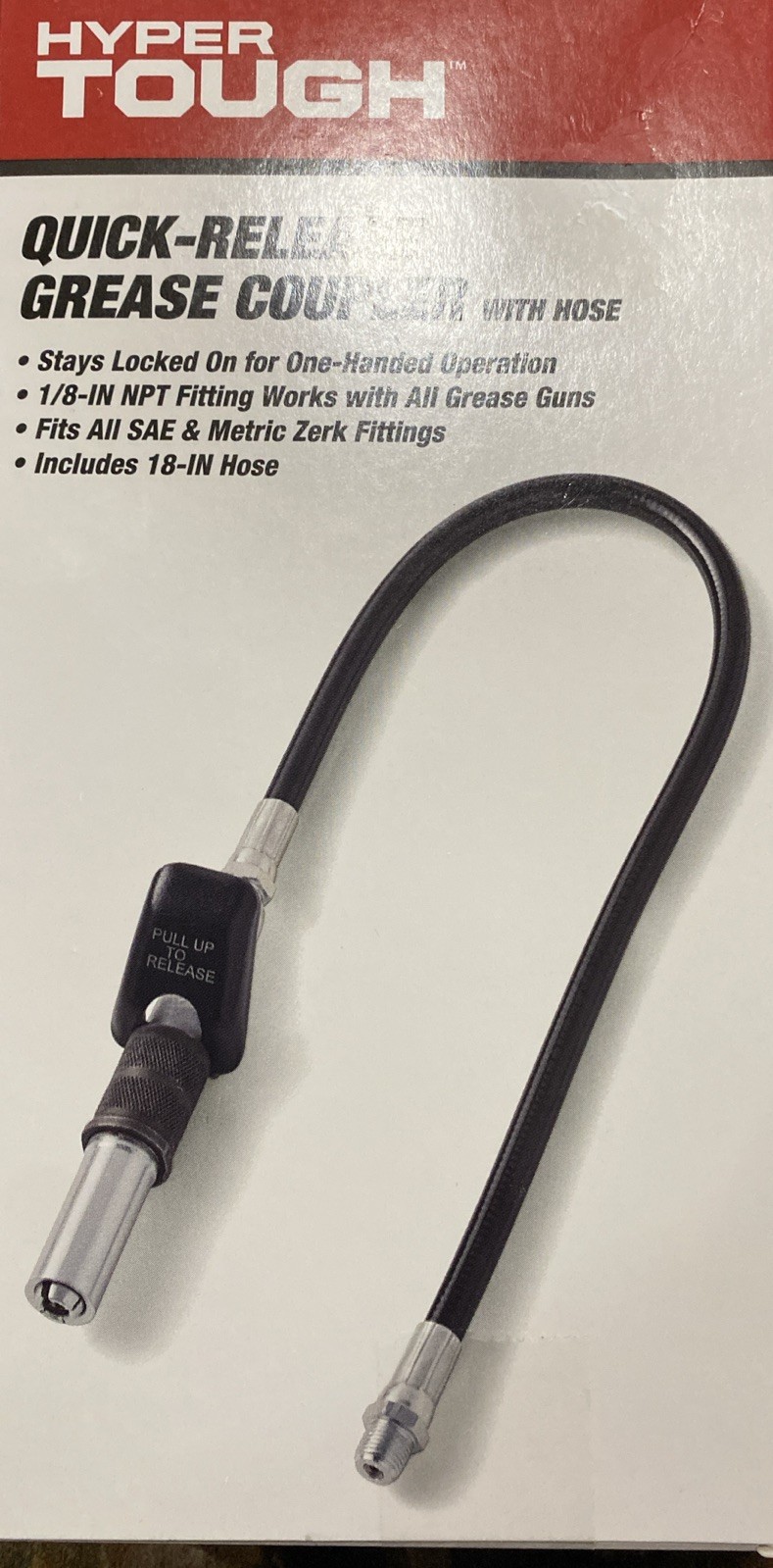 Hyper Tough Quick Release Grease Coupler With 18” Hose New