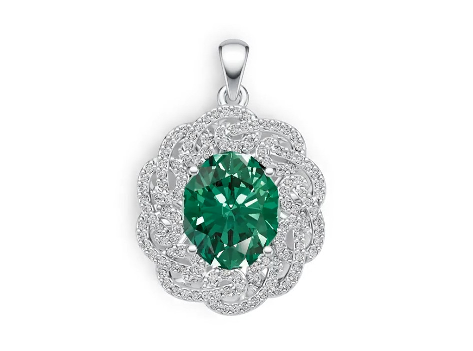 Sterling Silver Semi Mount Pendant Setting Oval OV 12X10mm with White Topaz