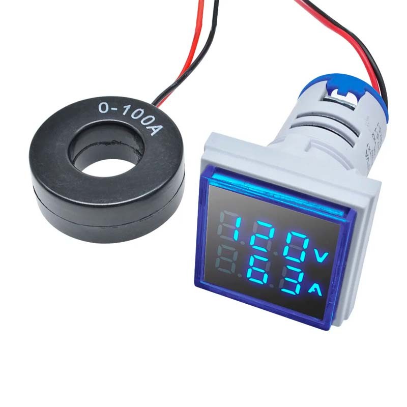 AC 60-500V 0-100A 22mm 3 in 1 Voltmeter Ammeter LED Digital Volt/AMP Meter HOT
