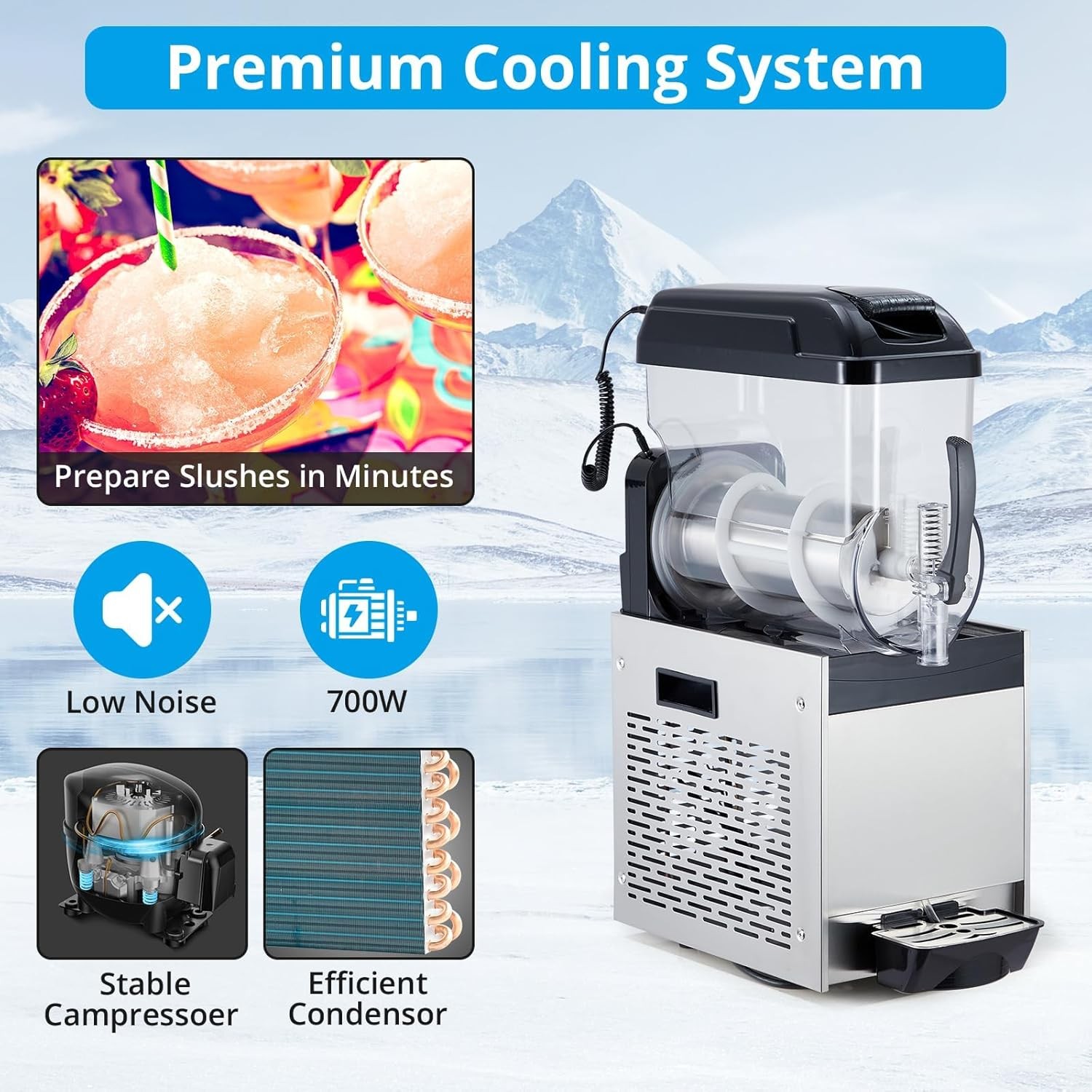 Stainless Steel 12L Frozen Drink Maker, 500W Commercial Grade for Restaurant