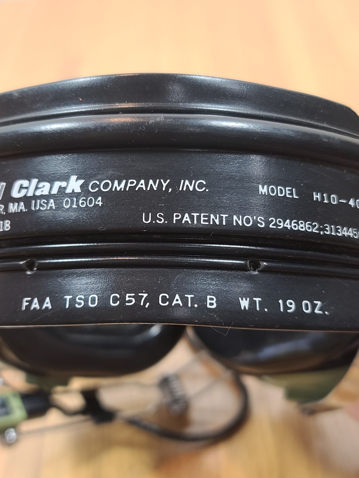 David Clark Model H10-40 Aviation Headset/ M-3 Microphone Dual Plugs