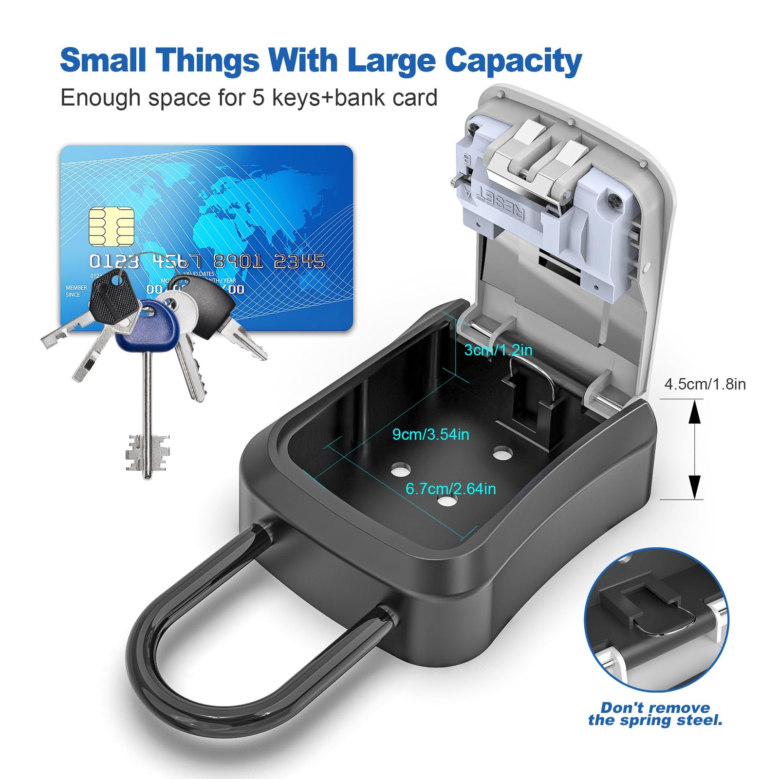 Key Lock Box for Outside, Portable Waterproof Wall Mounted Changeable 4Digit ...