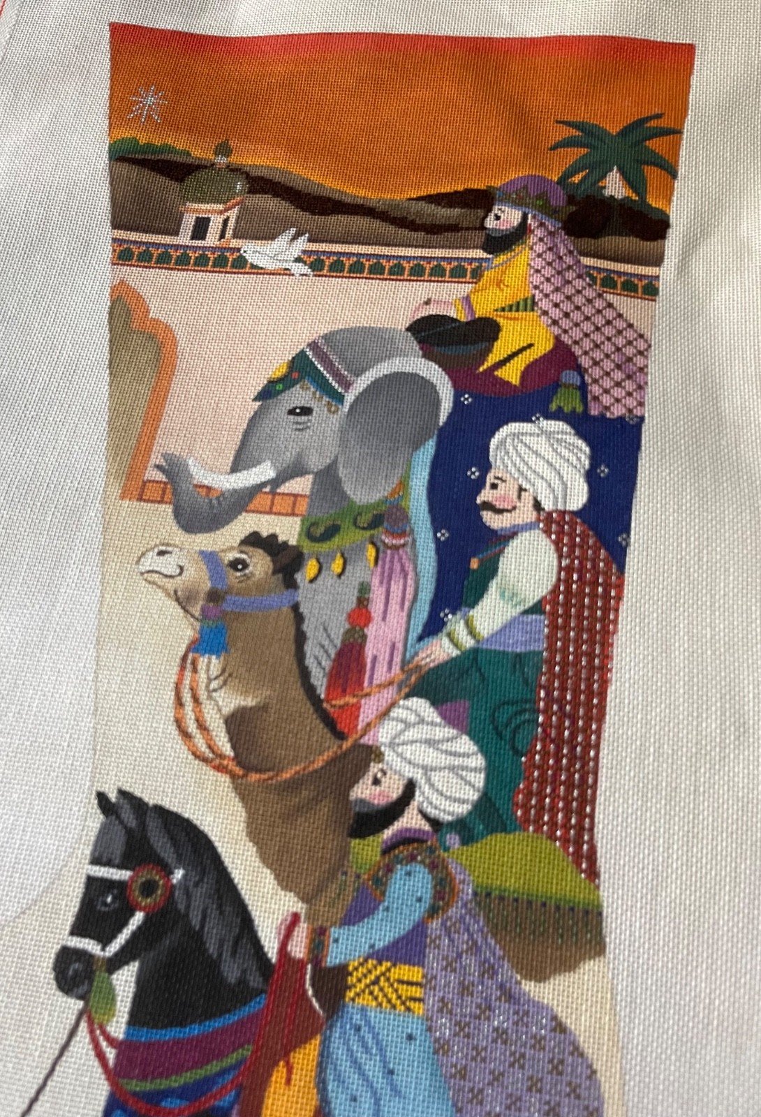 RARE! Dede Large 21" WISE MEN Nativity Stocking Hand Painted Needlepoint Canvas