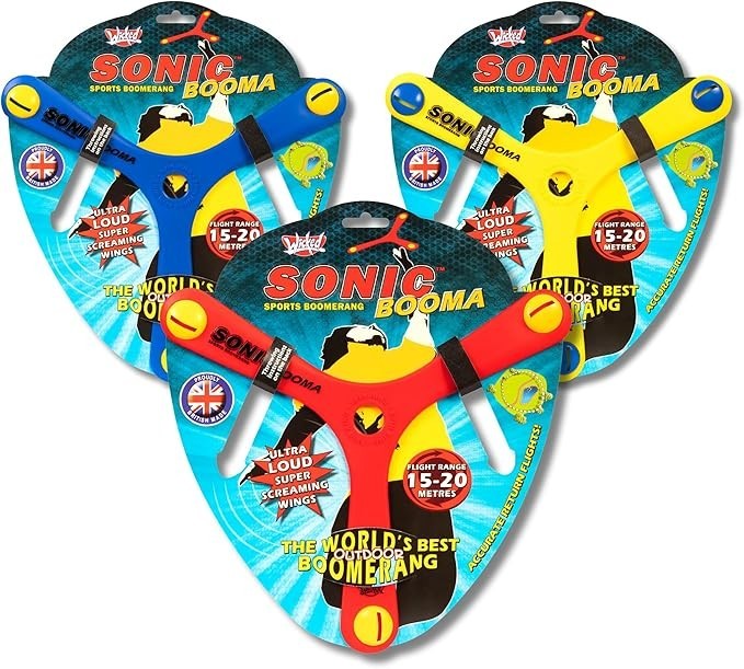 Wicked Sonic Booma Sports The World's Best Outdoor Boomerang - Blue, Red, Yellow