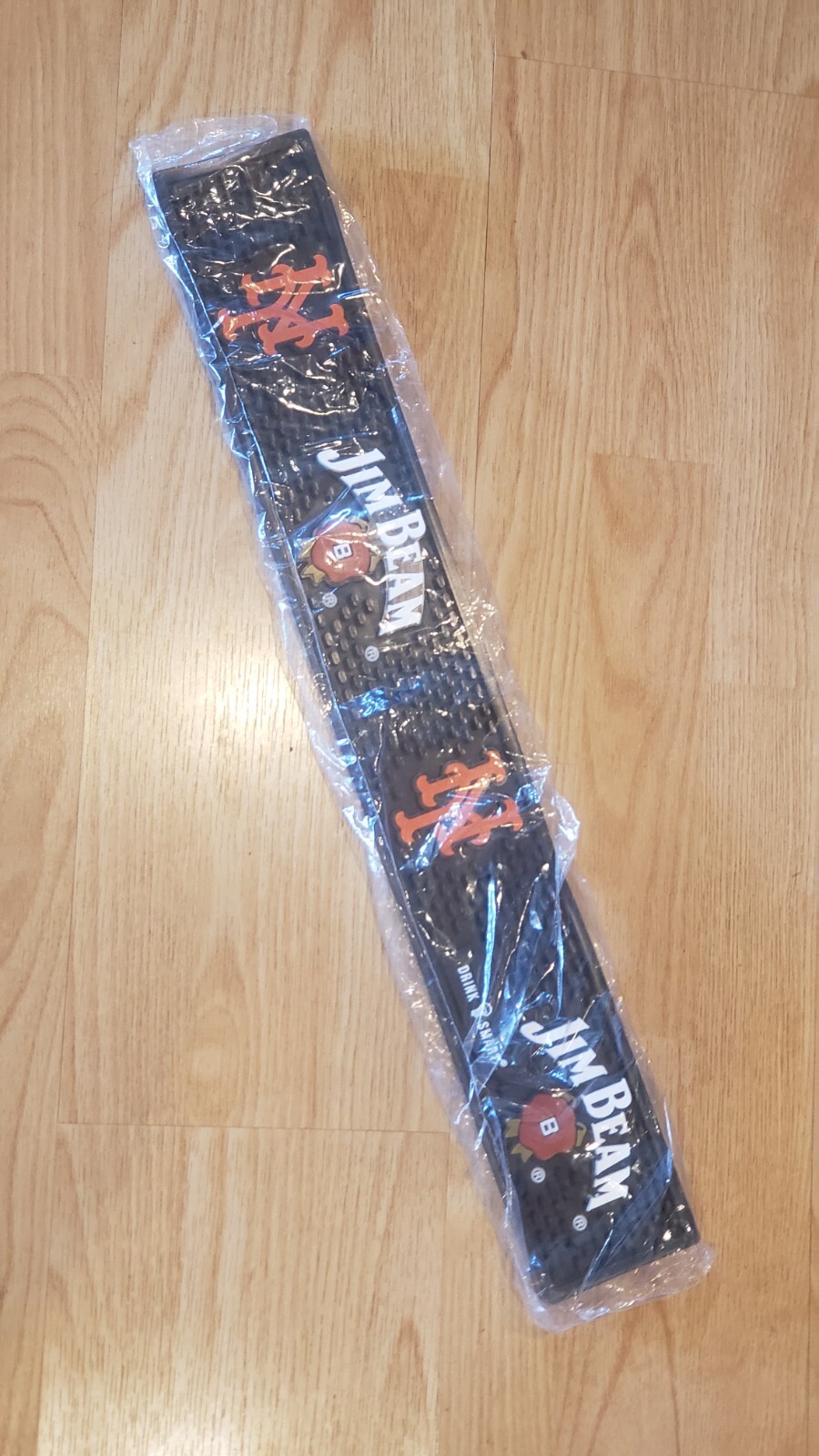 New York Mets and Jim Beam Whiskey Rail Bar Mat 24” x 3.5”