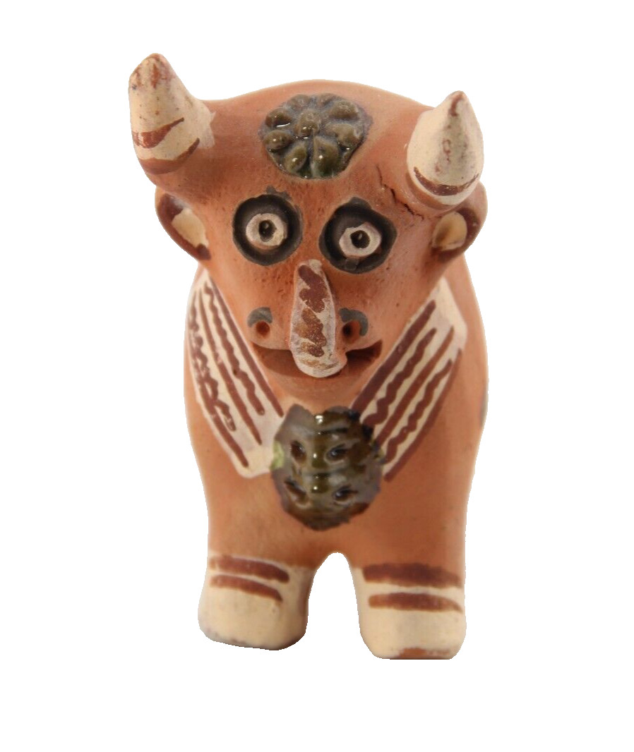 Peru TORITO DE PUCARA Bull Figure Hand Made Peruvian Clay Folk Art Lucky Bull