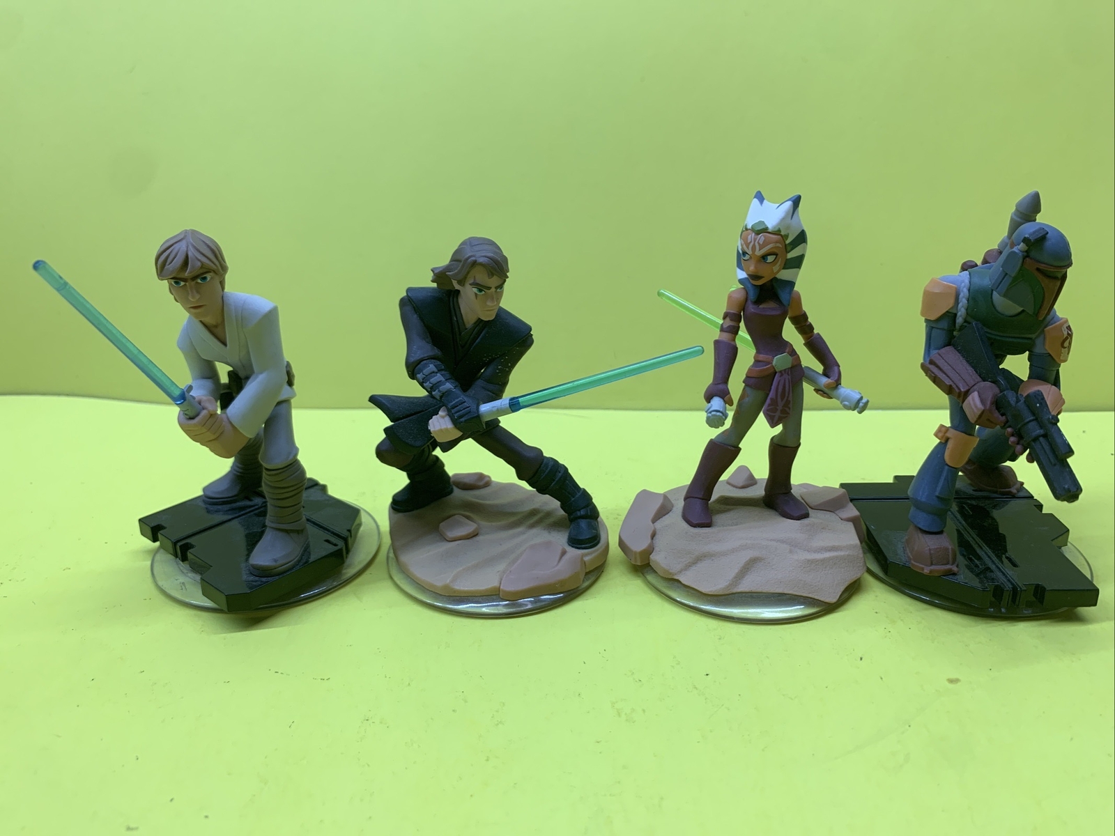 Lot Of 4 Disney Infinity Characters Star Wars Luke, Ahsoka, Anakin, Boba Fett