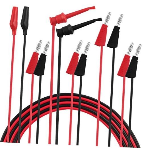 3 Pair Multimeter Leads Electrical Test Lead Kit | Banana to Alligator Clips,