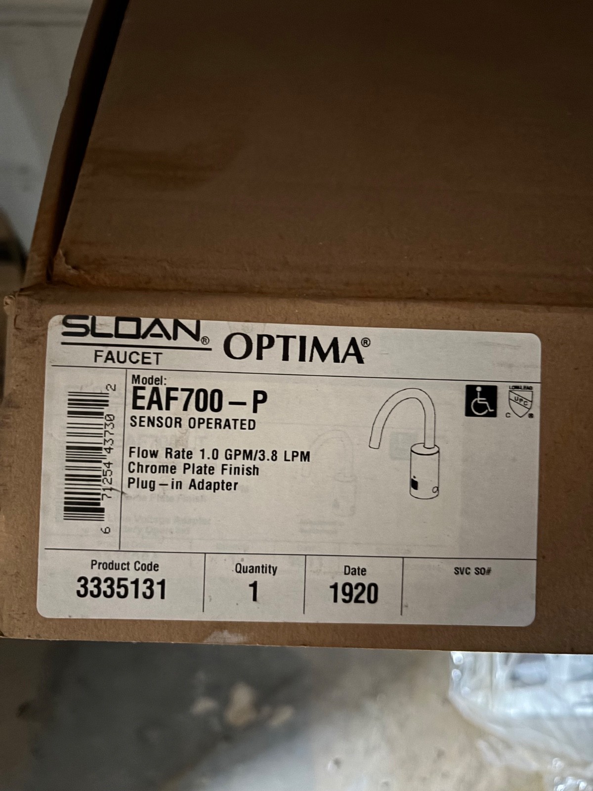 Sloan Faucet EAF-700P bathroom faucet plug in