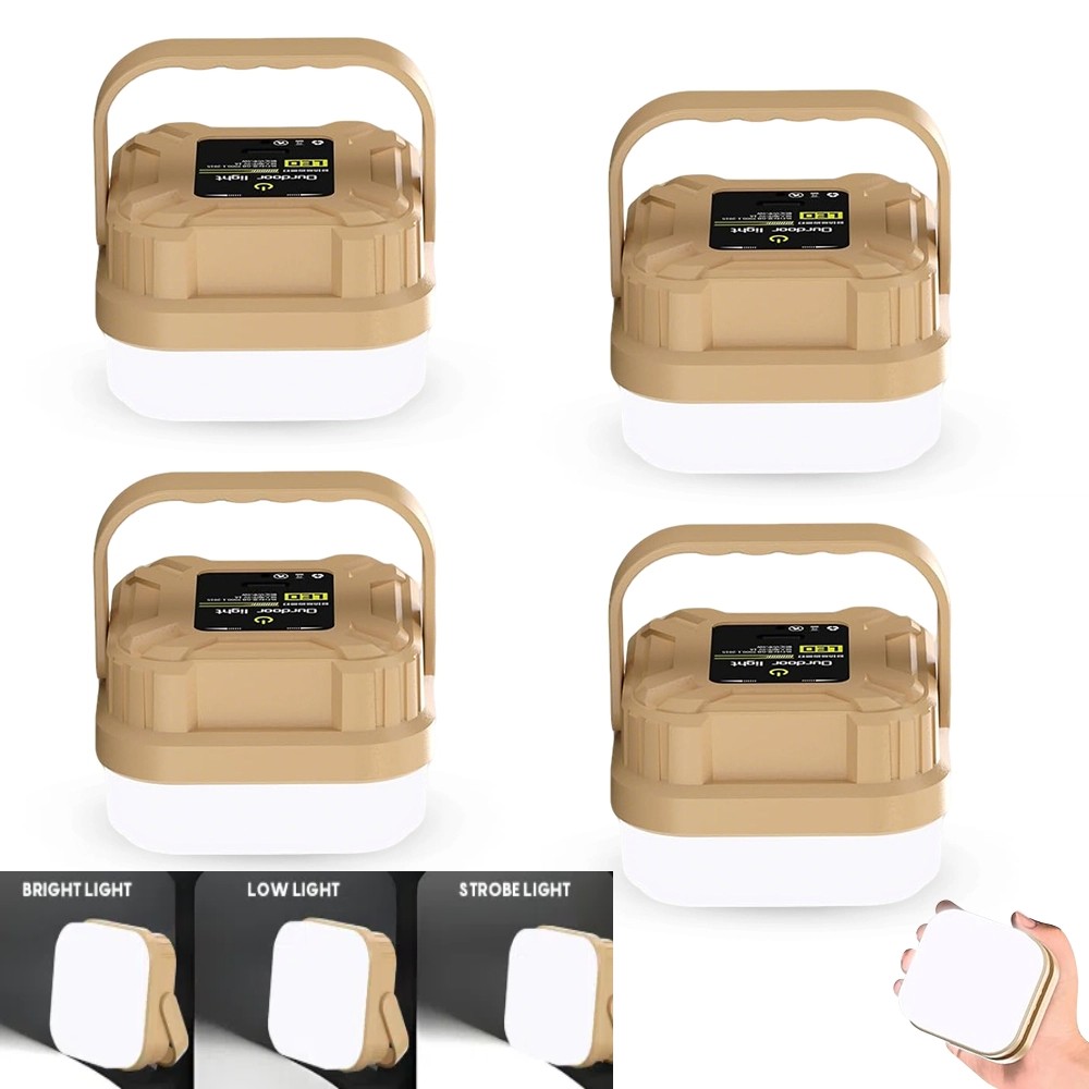 4PCS Portable LED Flashlight USB Rechargeable Camping Tent Light Lantern Lamp US