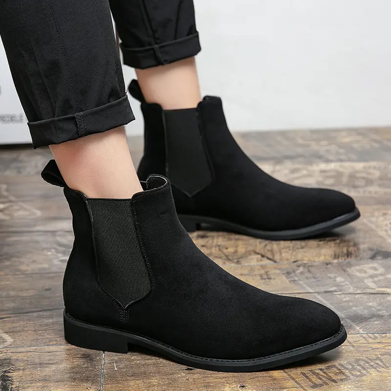 38-48 Plus Size Men Faux Suede Pull on Ankle Boots Chelsea Boots Casual Business