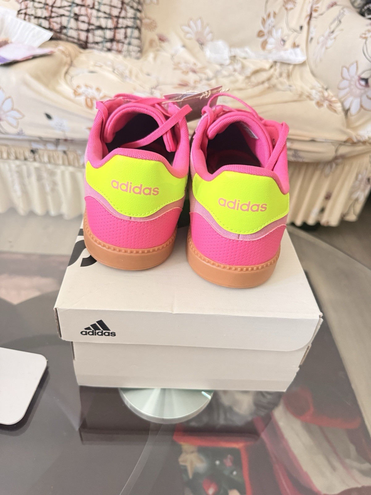 adidas Breaknet Sleek size11 Pink Yellow Gum Men's Low Top Athletic Sneaker2024