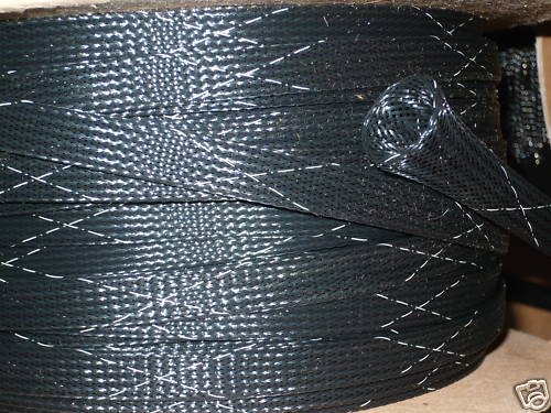 1/4" EXPANDABLE SLEEVING HEAVY WEAVE FLAME RETARDANT bl/wh.tr 25ft TECHFLEX
